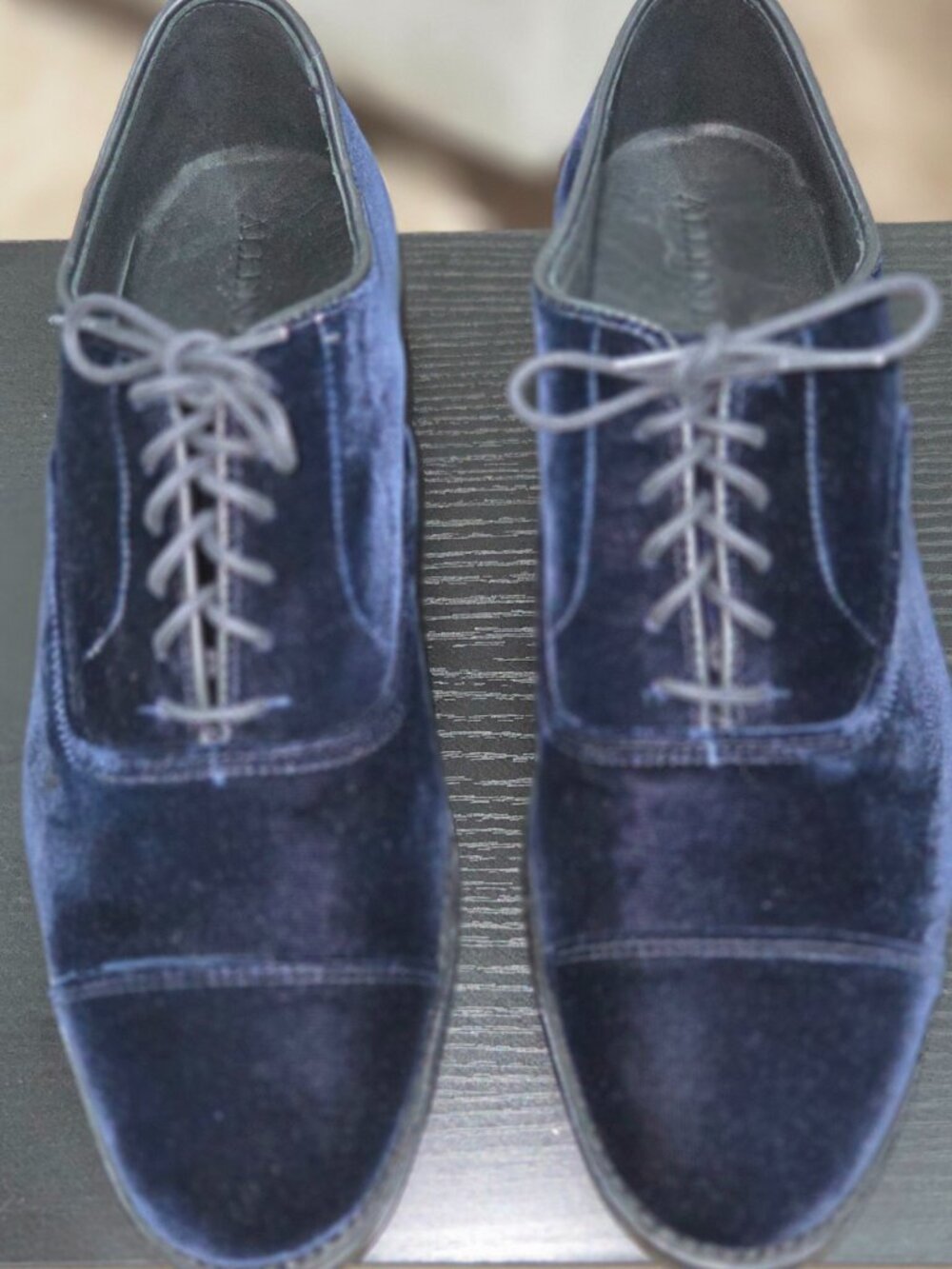 Allen Edmonds Holiday Park Avenue Navy Blue Velvet Dress Shoes